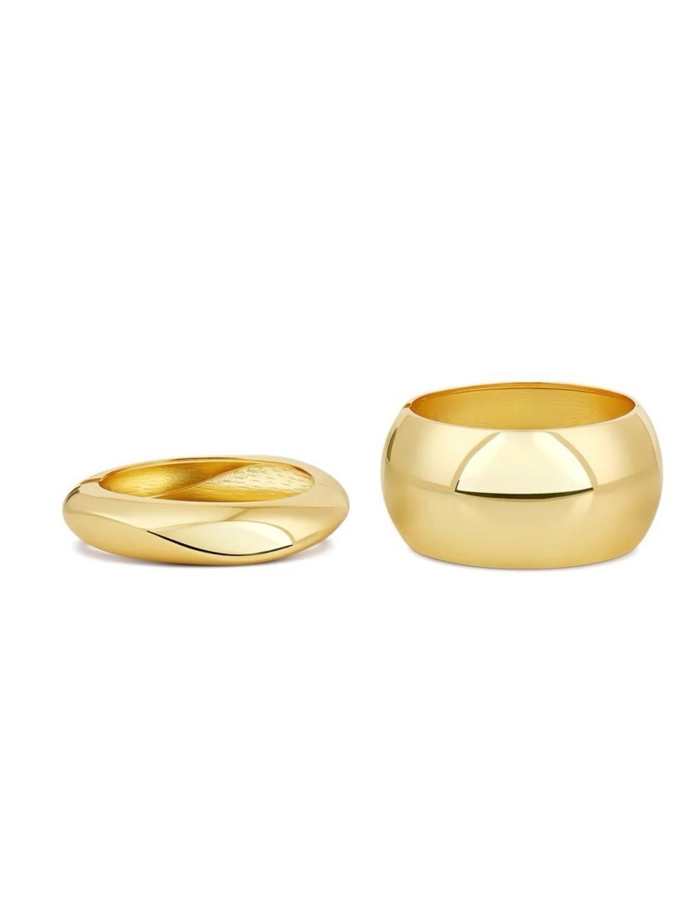 Two Chunky Gold Dome Bangle Bracelet by Mayamar (hinged for easy on and off)